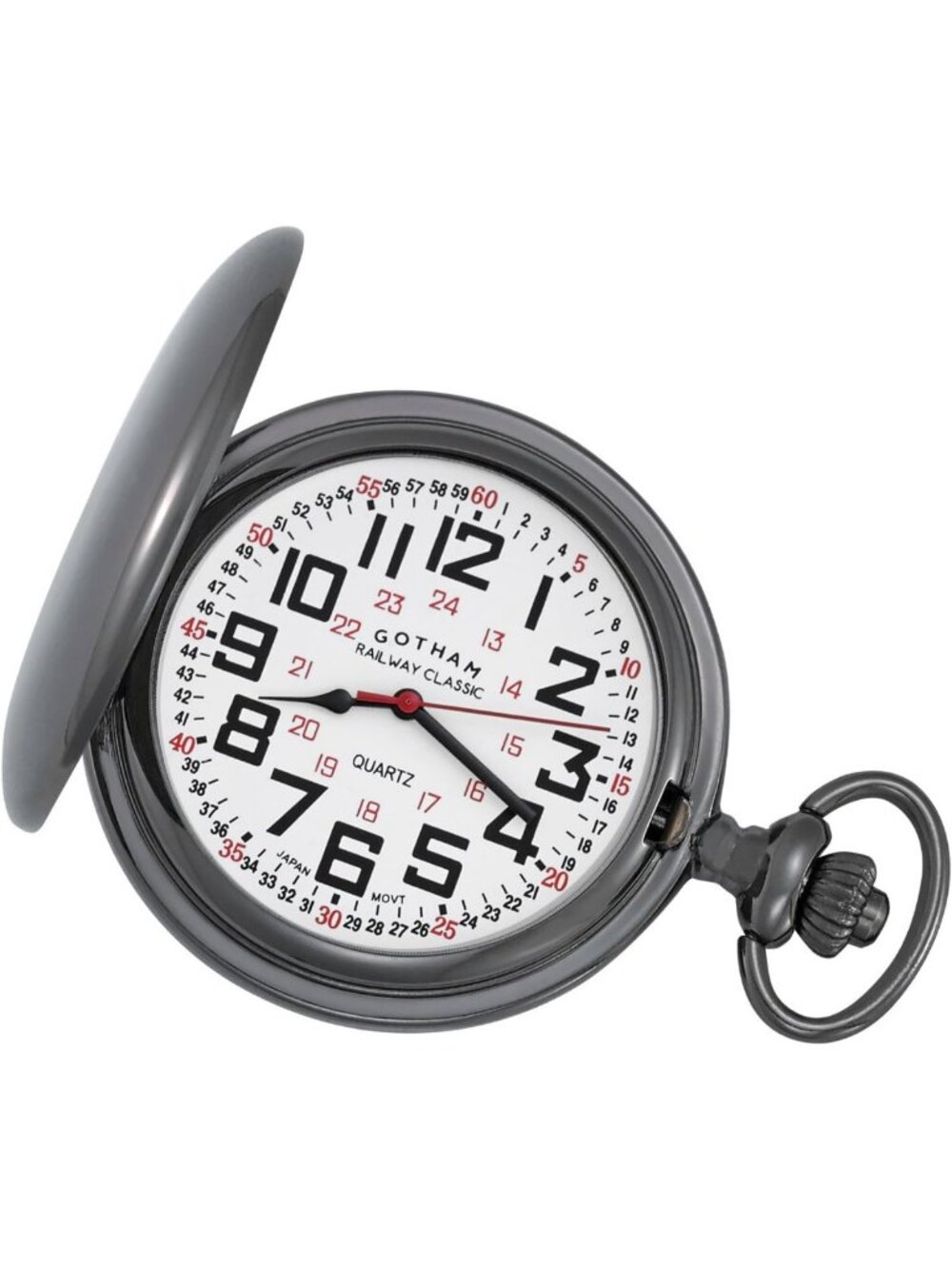 Stylish Gunmetal Quartz Pocket Watch with Polished Finish for Men - Vintage